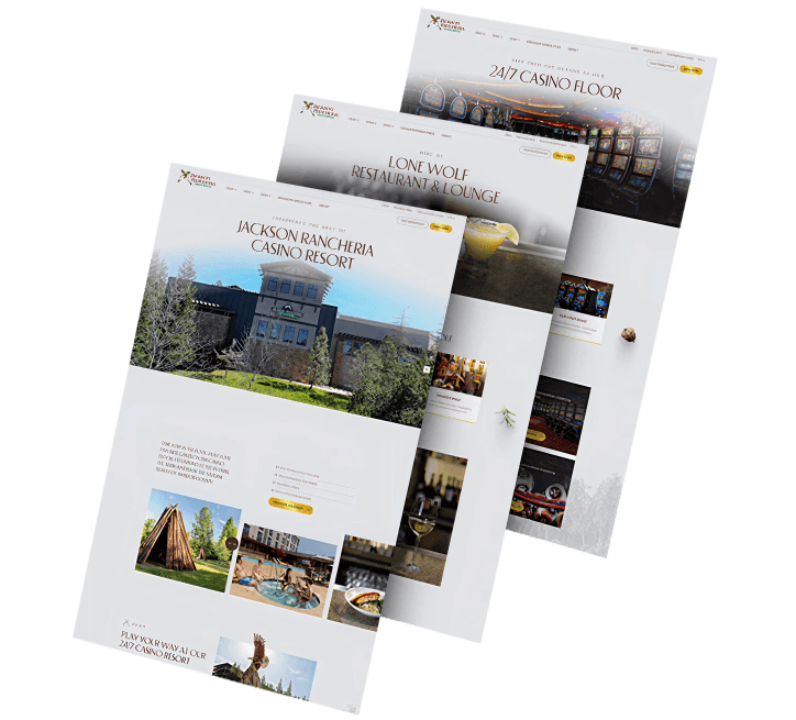 Three images of Jackson Rancheria's website design