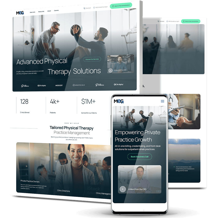 Image showing MEG Business' website design on desktop and mobile