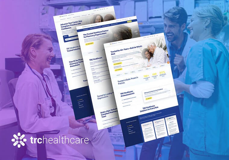 TRC Healthcare website design showcasing trusted clinical decision support tools, healthcare education resources, and patient-focused digital experiences through clean, data-driven layouts.