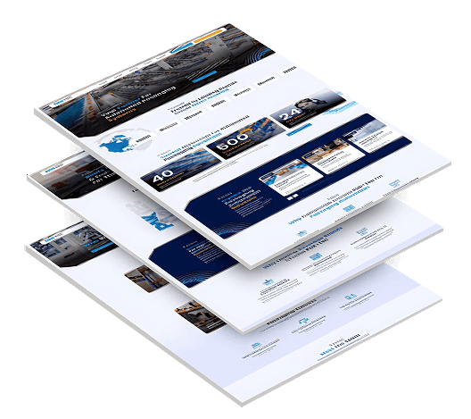 Three stacked images of Pak-Tec's website design