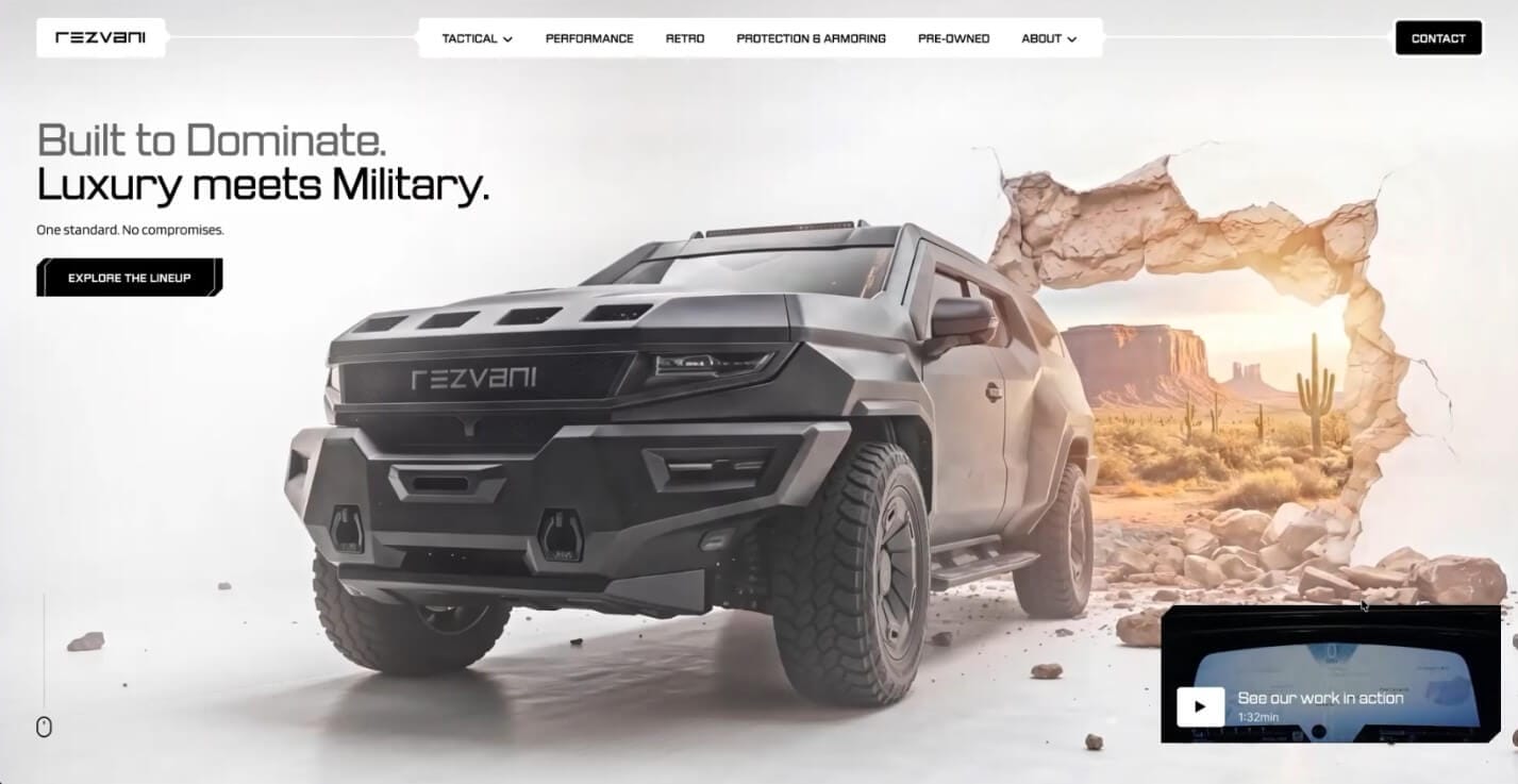 Image showing Rezvani Motors' redesigned site