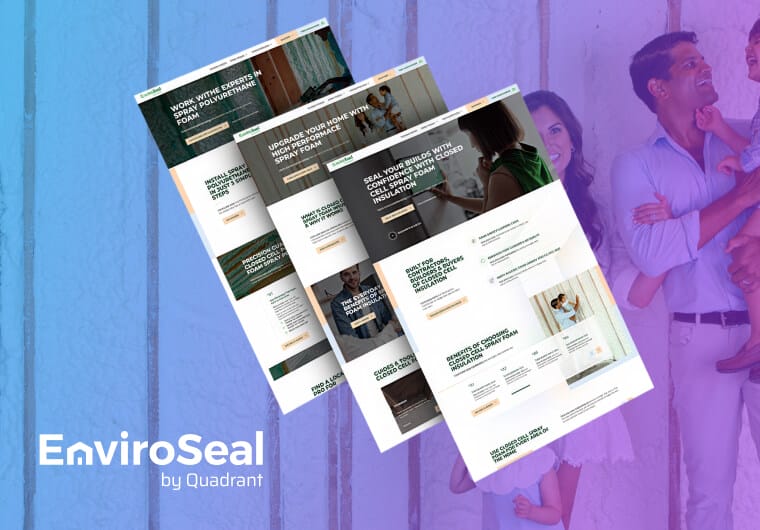 Three stacked images of EnviroSeal's website design