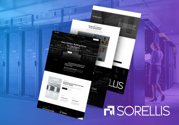 Three stacked images of Sorellis' website design