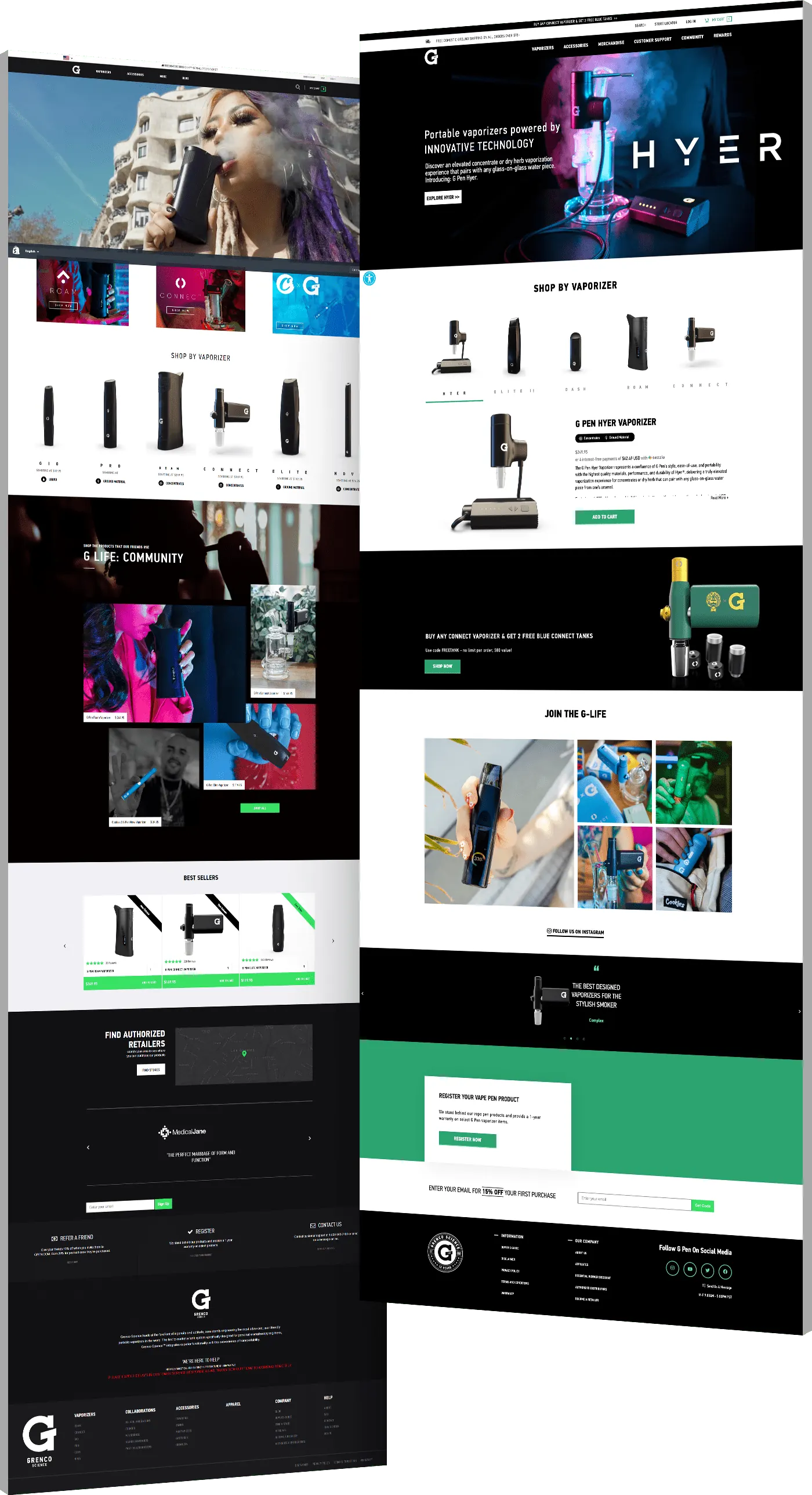 Image showing the before and after of G Pen's website design - optimized