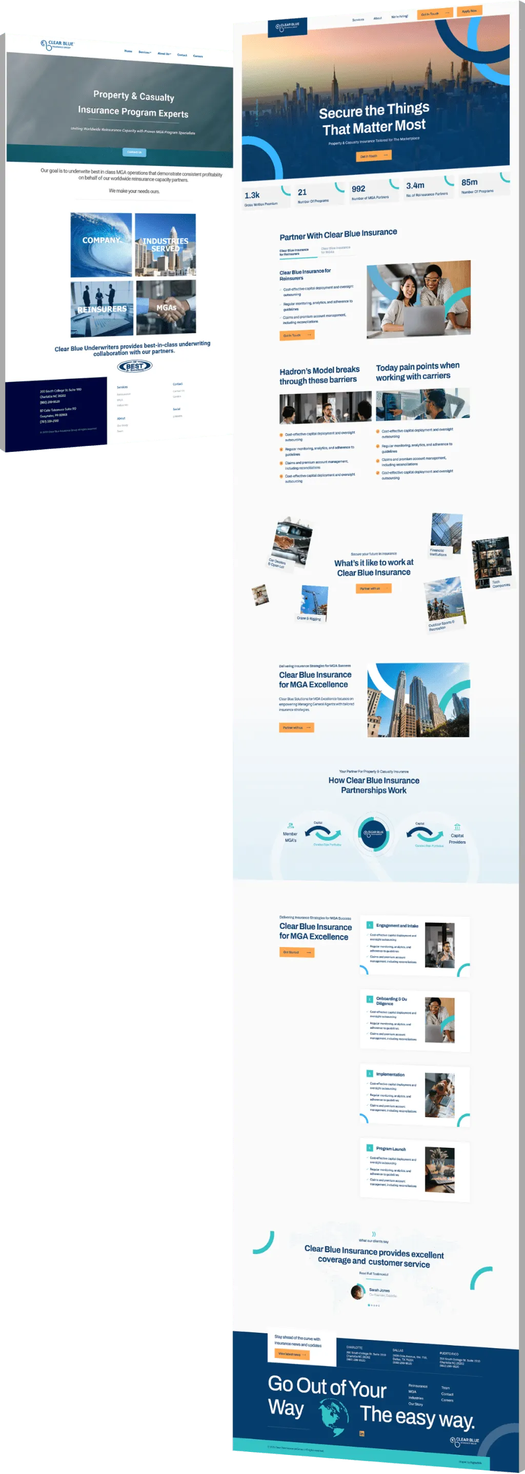 clear blue insurance website before and after - optimized
