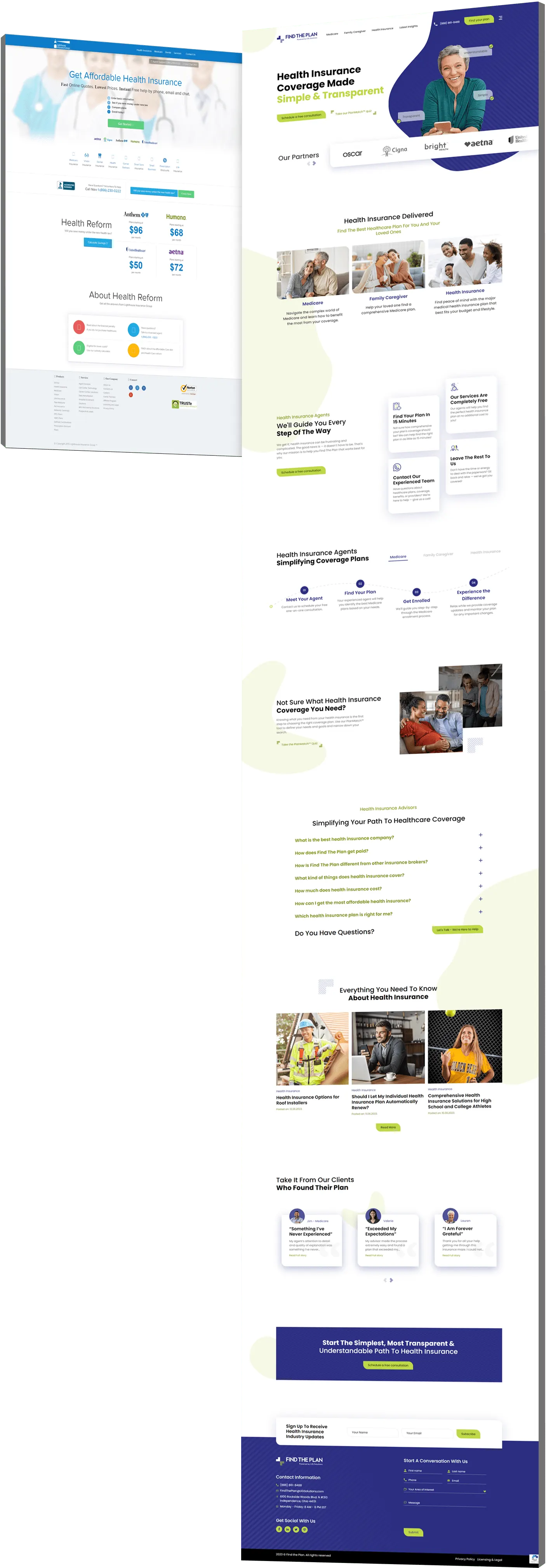Image showing the before and after of Find the Plan's website design - Optimized