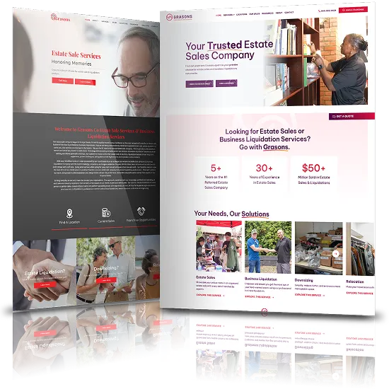 Image showing the before and after of Grasons Franchise's website design - optimized