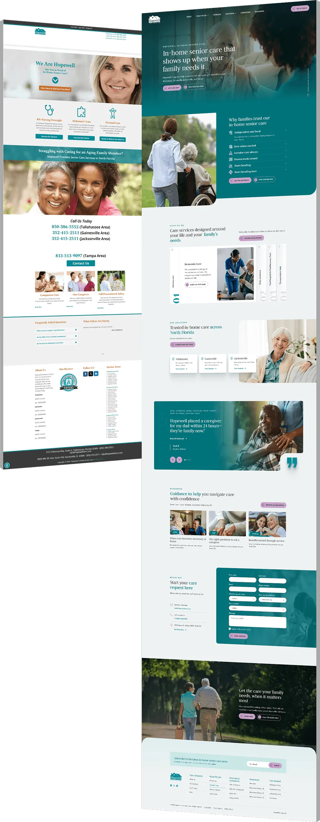 Image showing the before and after of Hopewell's website design - optimized