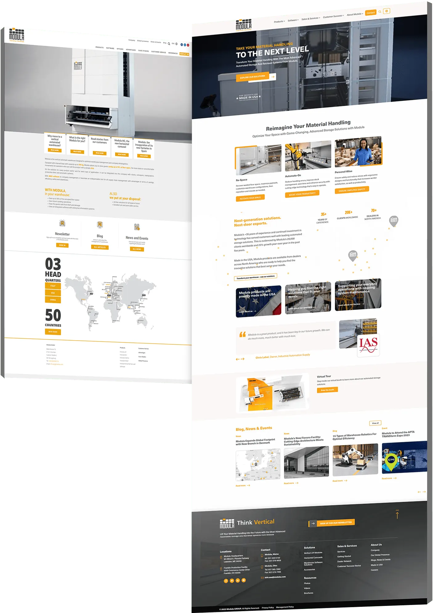 Modula website product and coverage pages