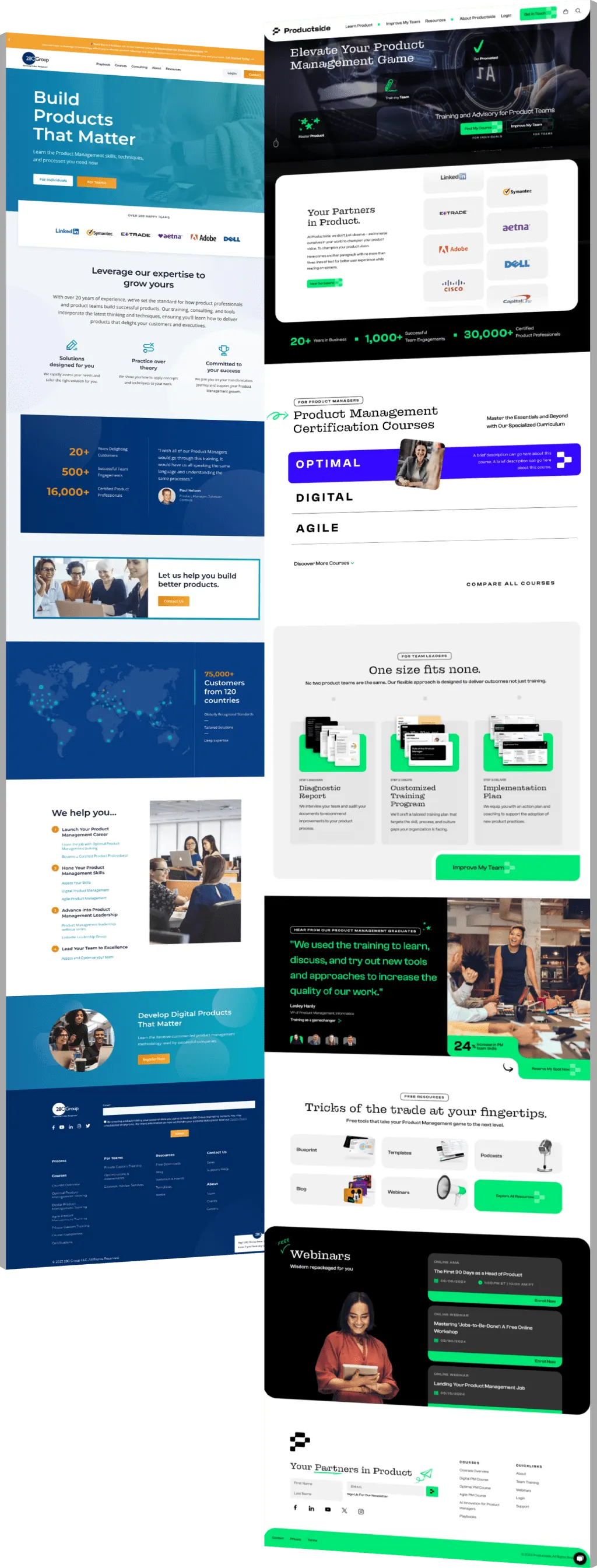 Productside course catalogue page with global coverage map