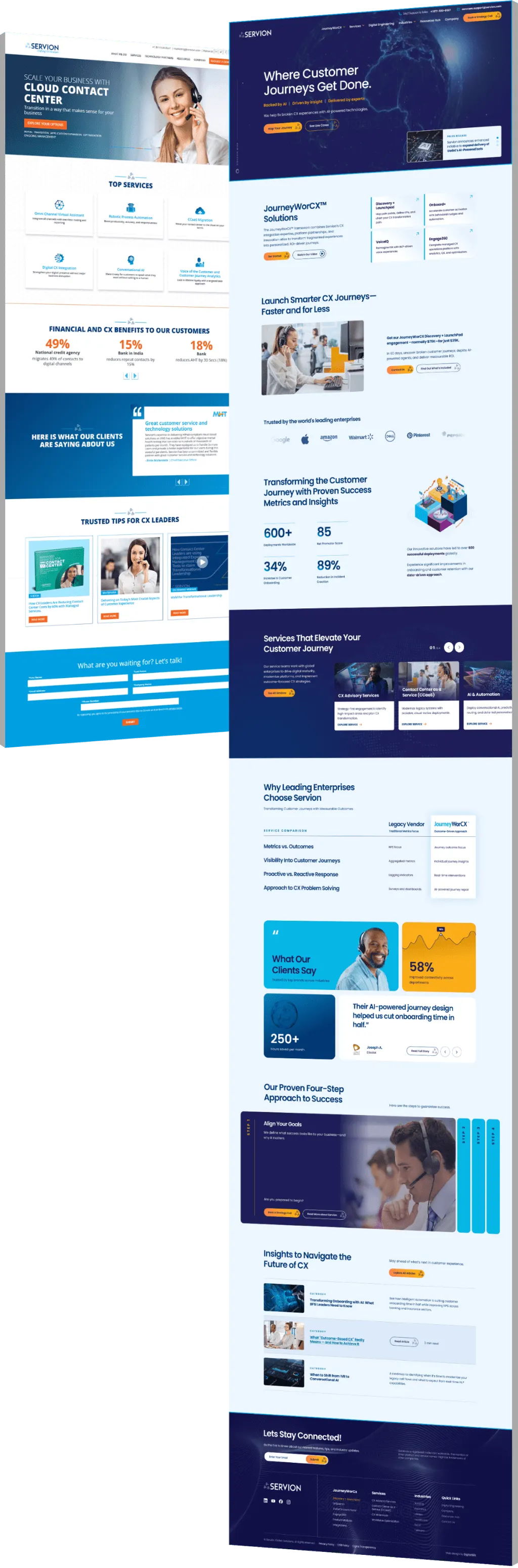 mage showing Servion's before and after website design - optmized