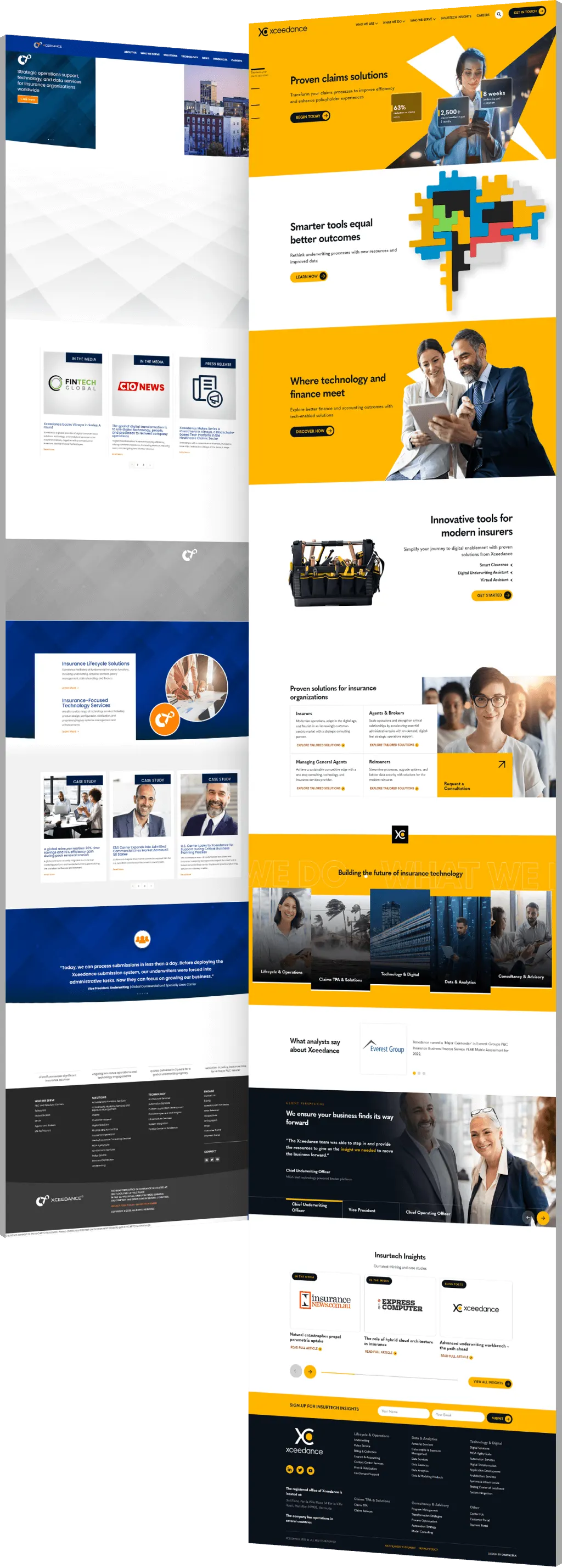 Image showing the before and after of Xceedance's website design - optimized