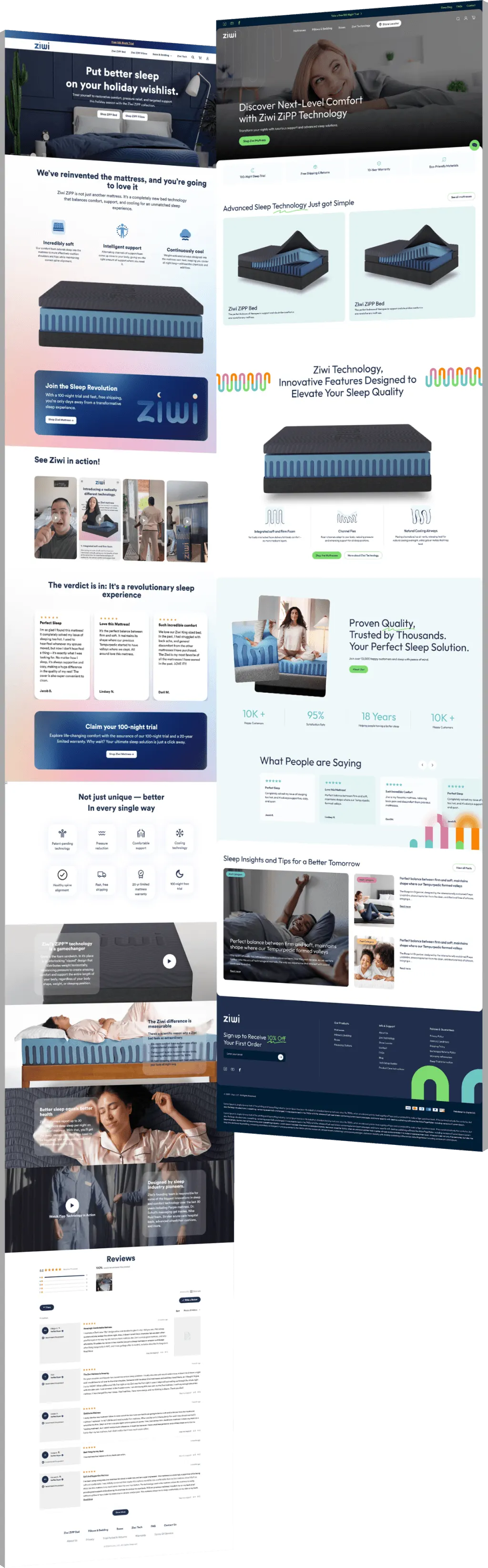 Image showing the before and after of Ziwi's website design - optimized